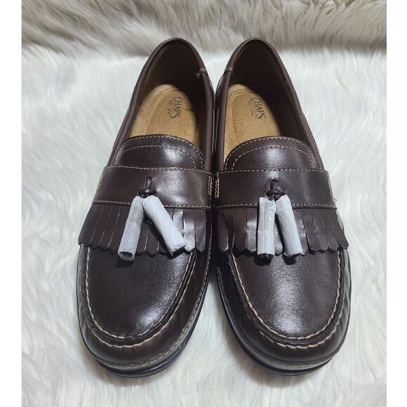 NWB|Men's Chaps Brown Leather Slip On Loafers, 10.5 - Picture 4 of 10